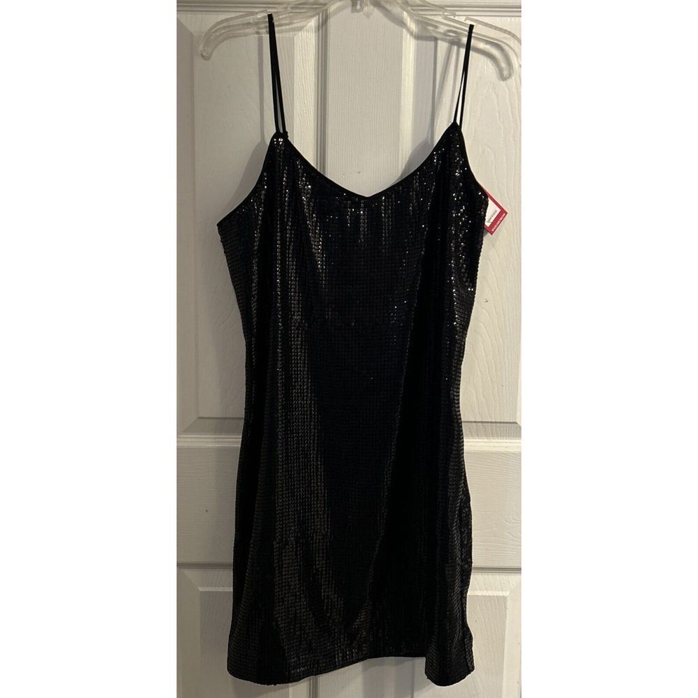 NWT Vince Camuto Womens Black Sequined Midi Party Sheath Dress‎ M